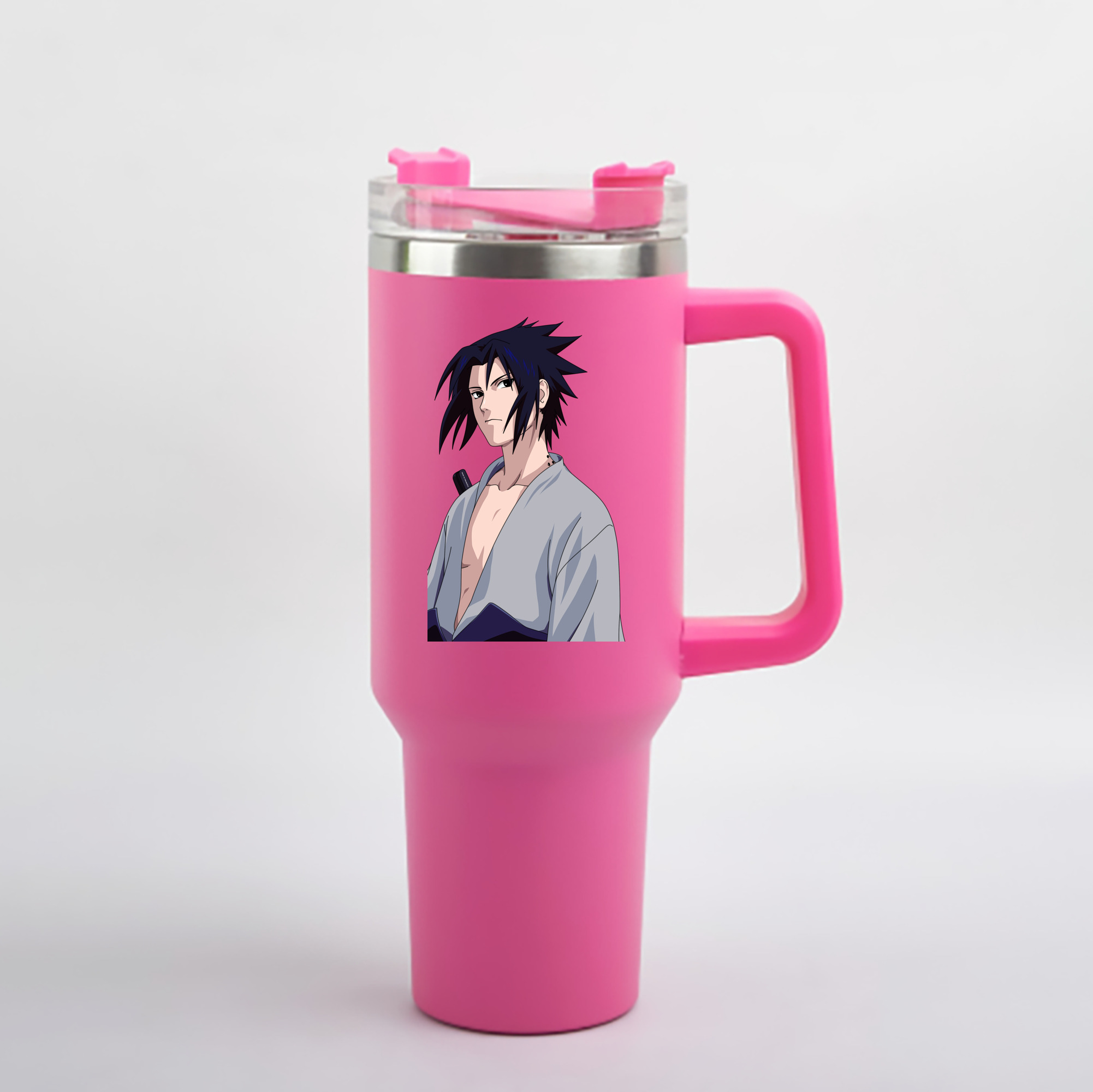 （画像用） NARUTO -ナルト- うちは サスケ Uchiha Sasuke 1200mL車用タンブラー - クリスタルステッカー（プラスチックストロー付き）